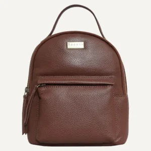 Assots Womens Tan Zip Top Mini Leather Backpack
