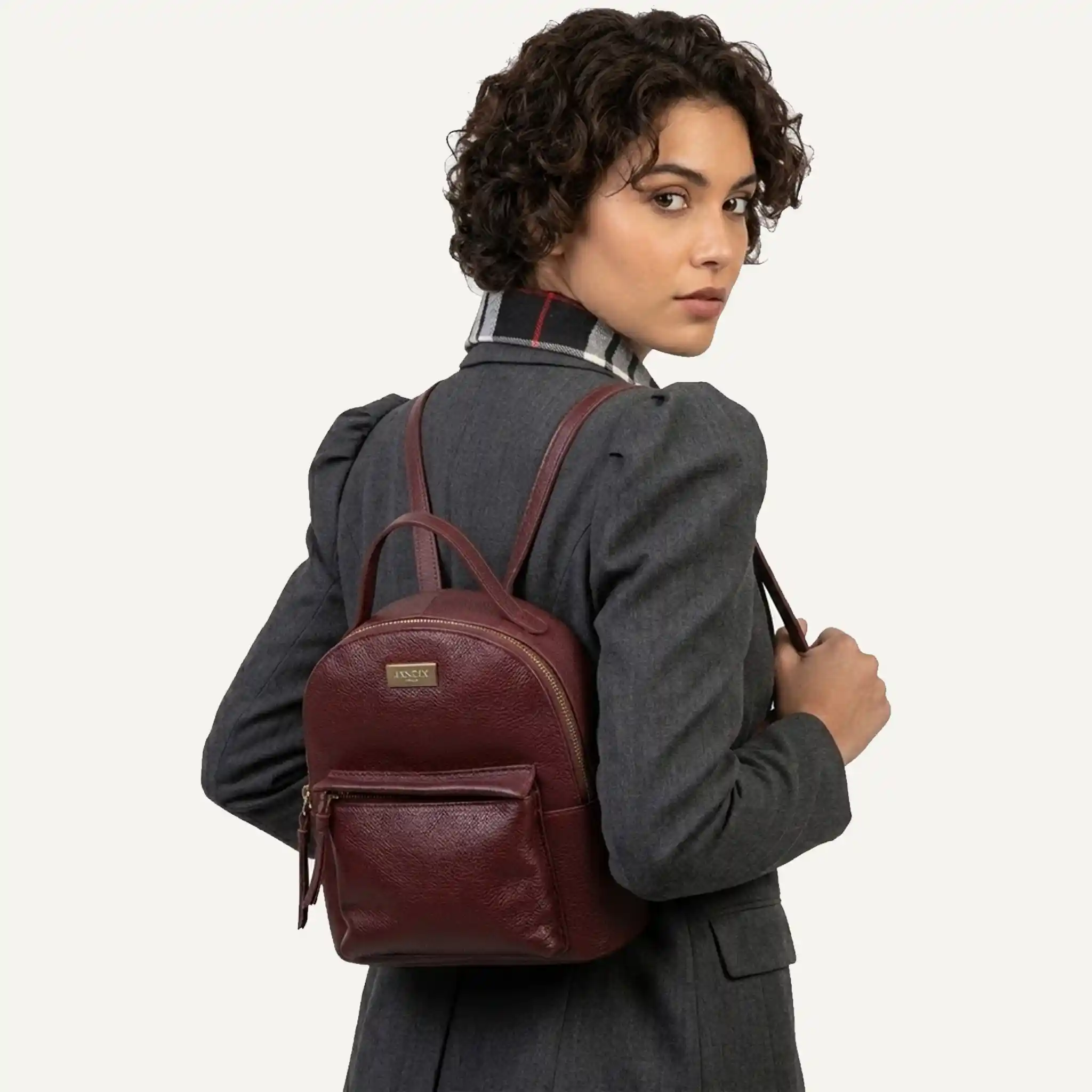 Burgundy Zip Top Mini Pebble Burgundy Backpack