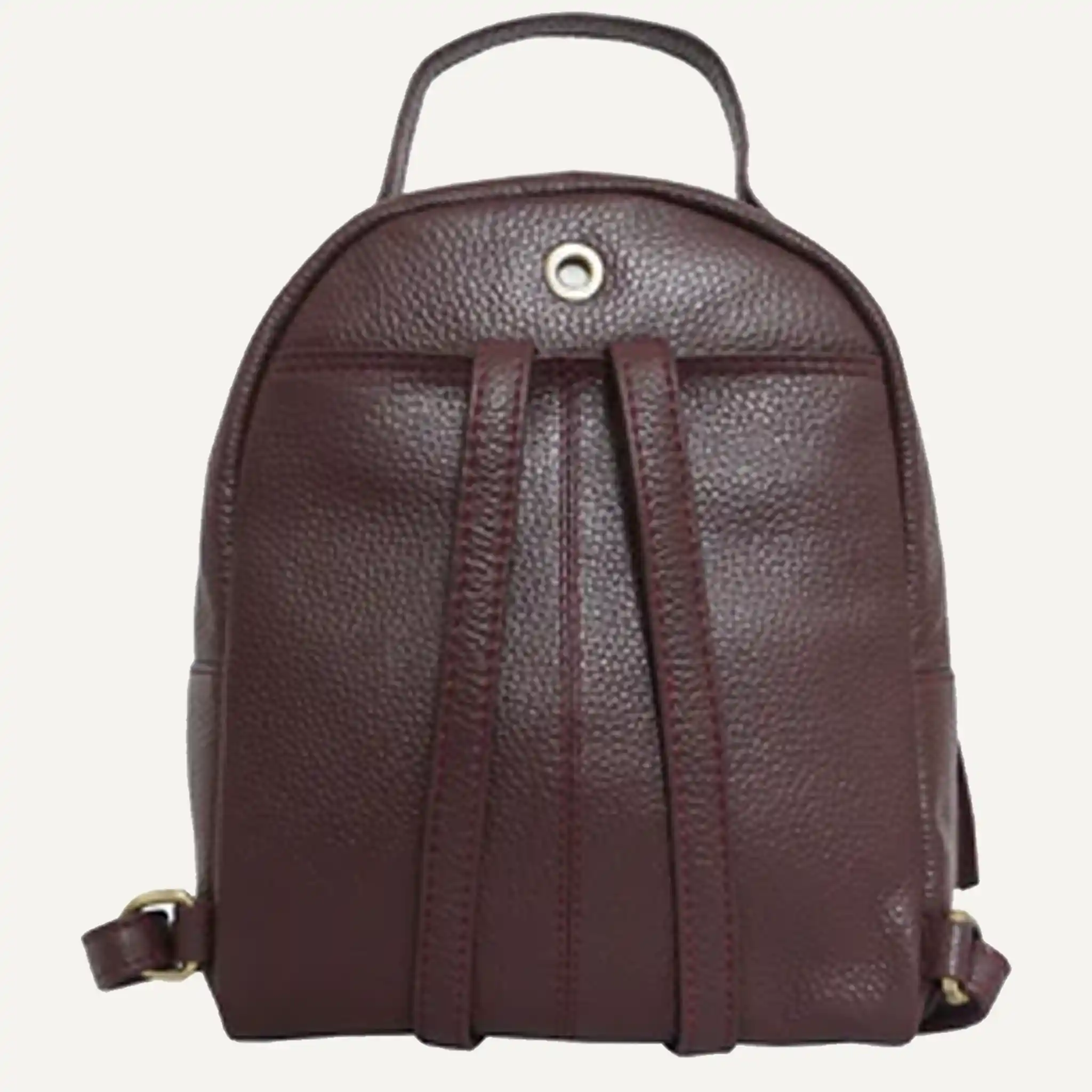 Burgundy Zip Top Mini Pebble Grain Backpack