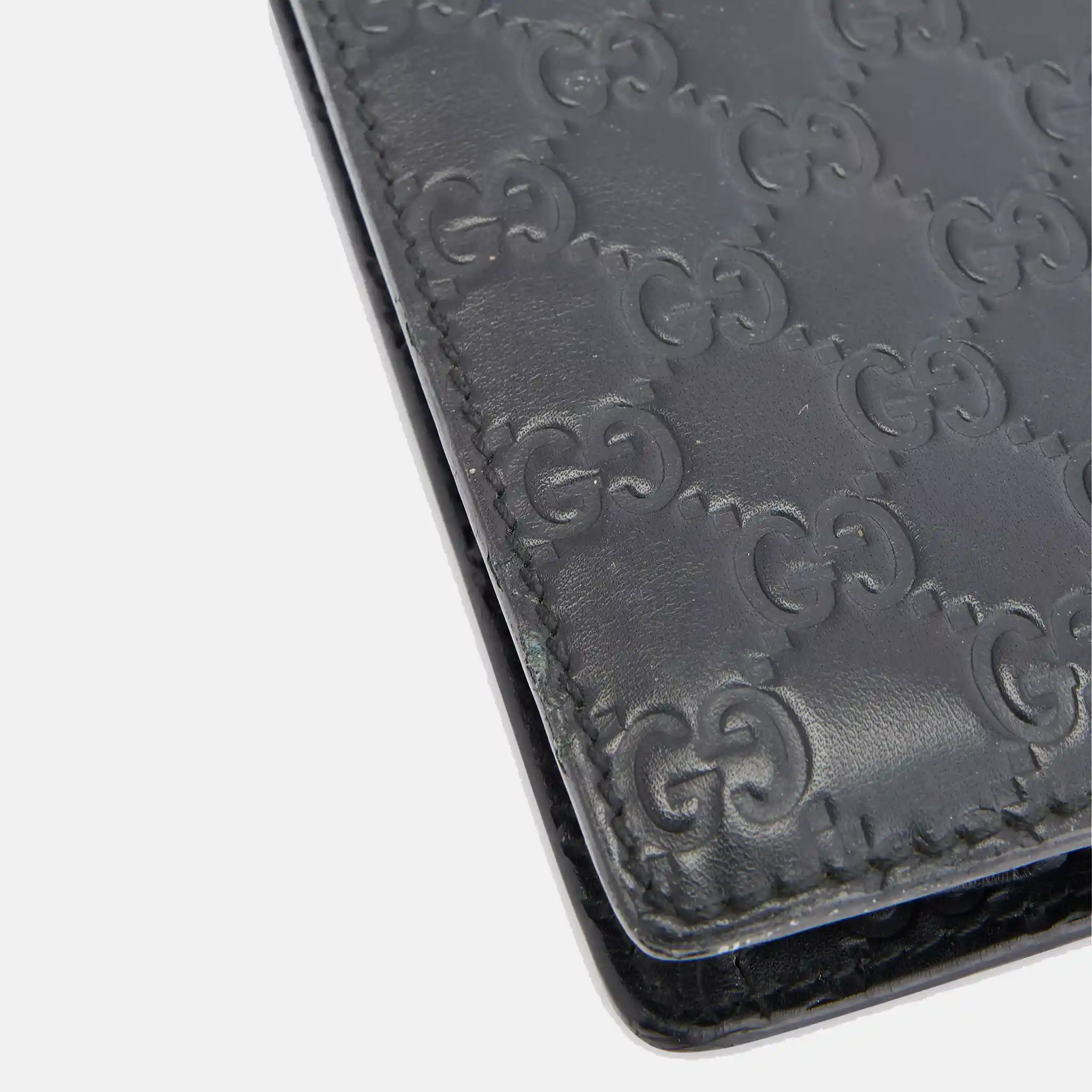 Gucci Men's Guccissima Black Leather Briefcase