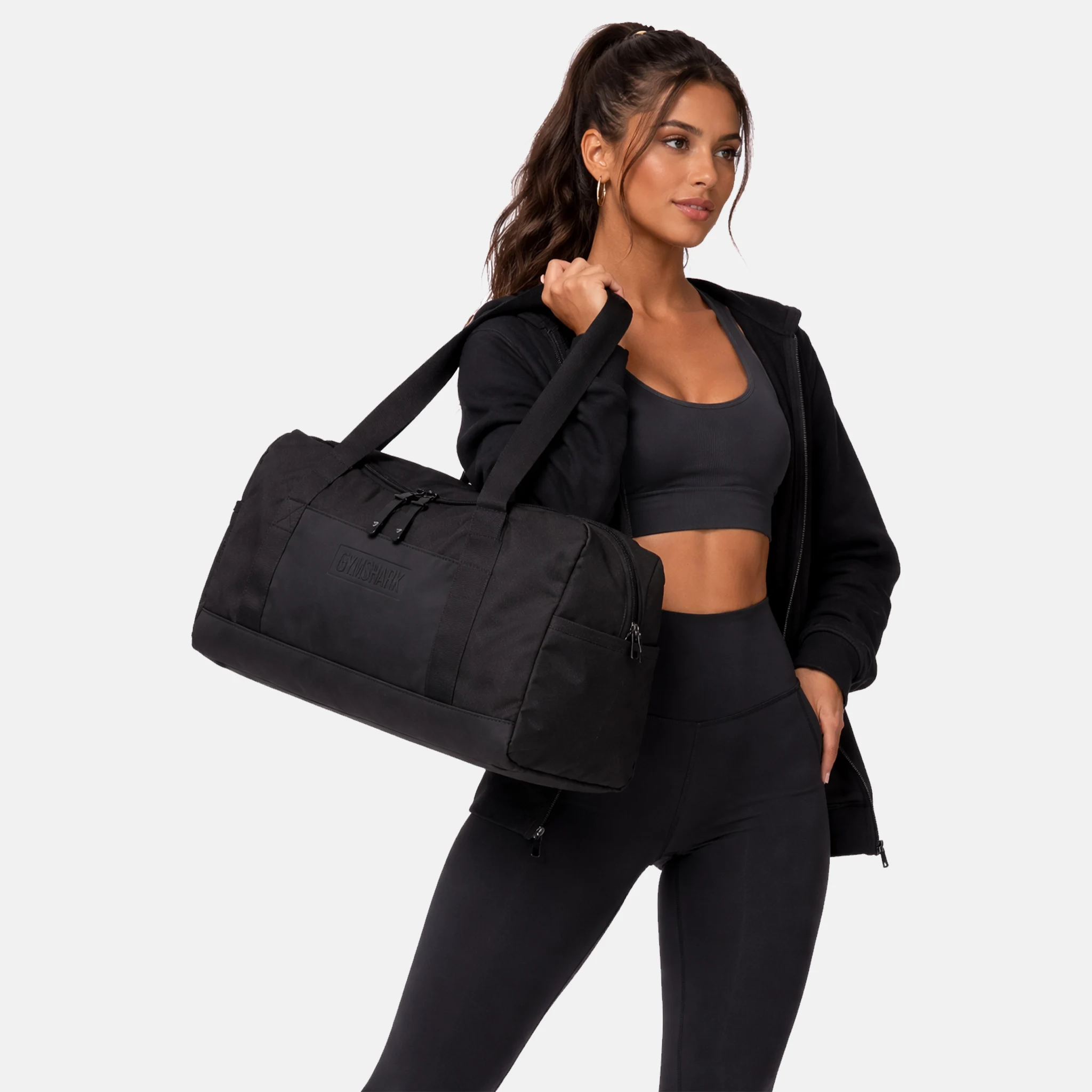 Gymshark Women's Everyday Brand Patch Black Woven Duffle Bag