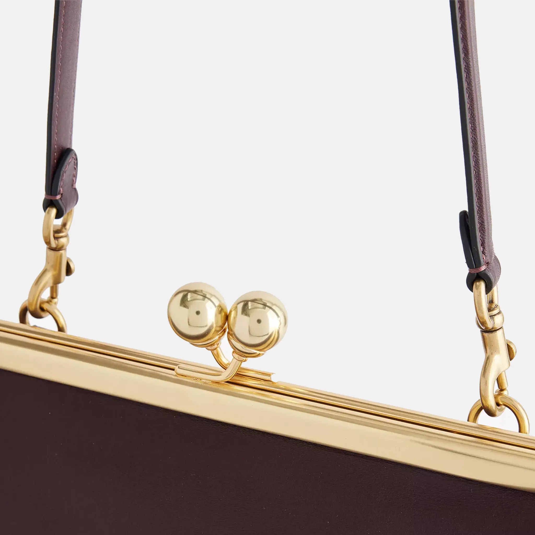 Kisslock Frame Shoulder Leather Bag
