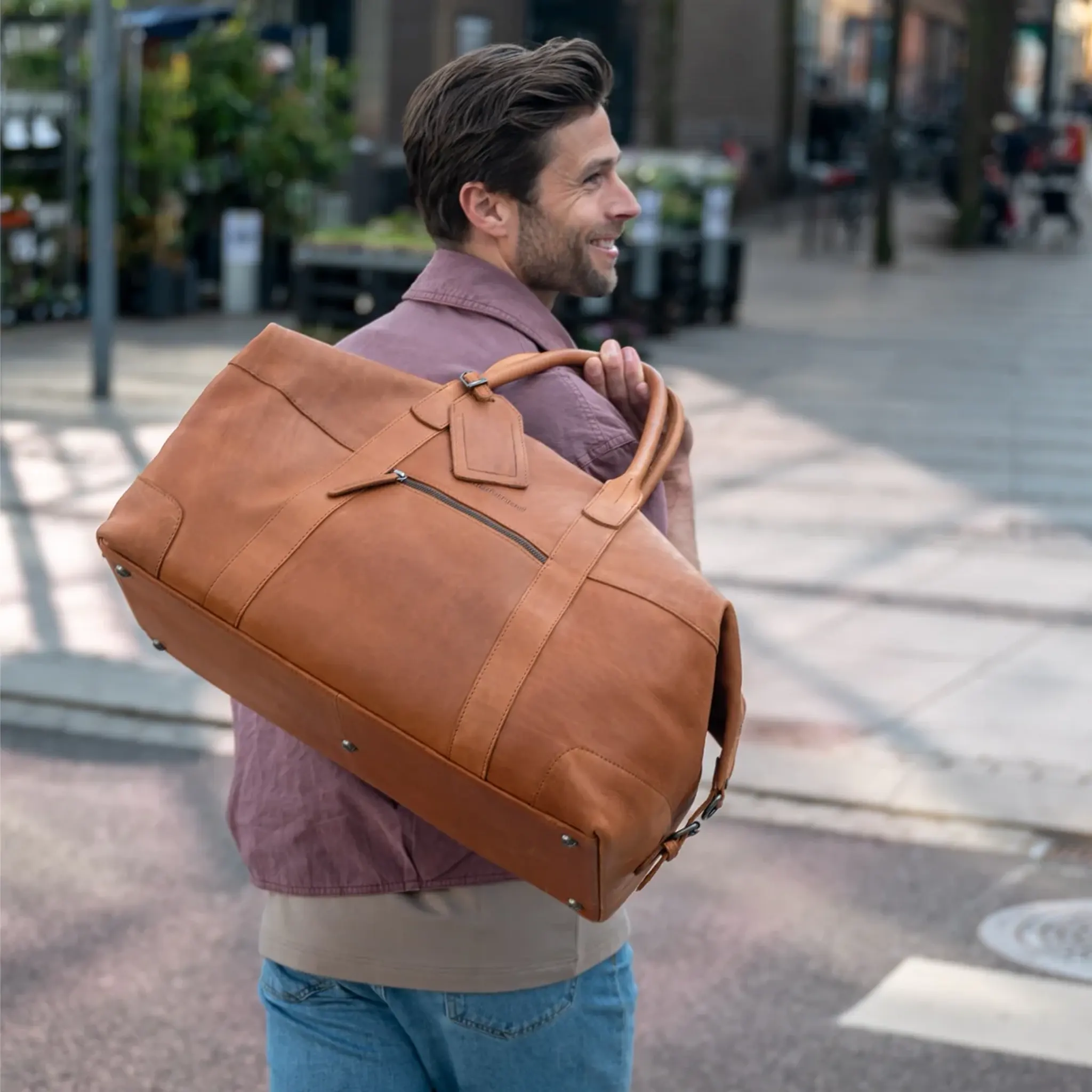 Leather Travel Bag Cognac Portsmouth