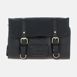 Men's Black Hanging Leather Toiletry Bag