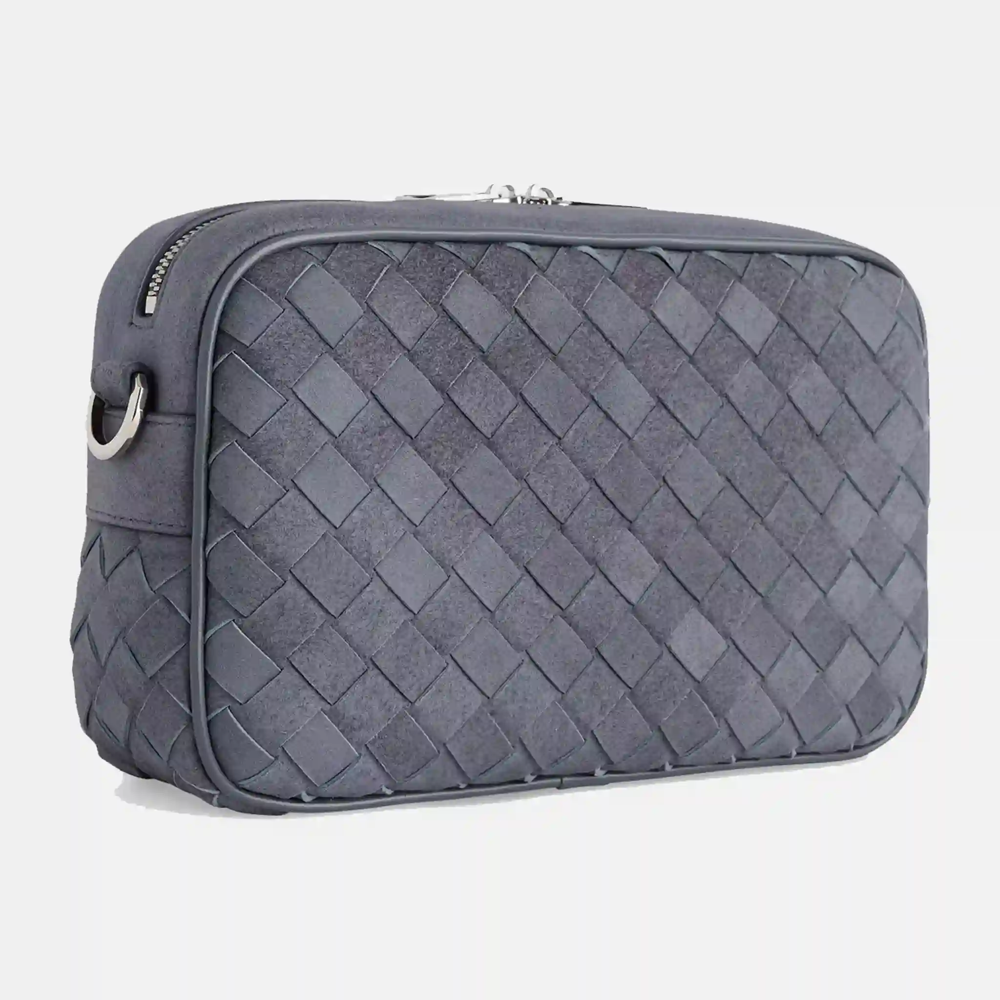 Men's Bottega Veneta Camera Cross-Body Indigo Suede Leather Bag