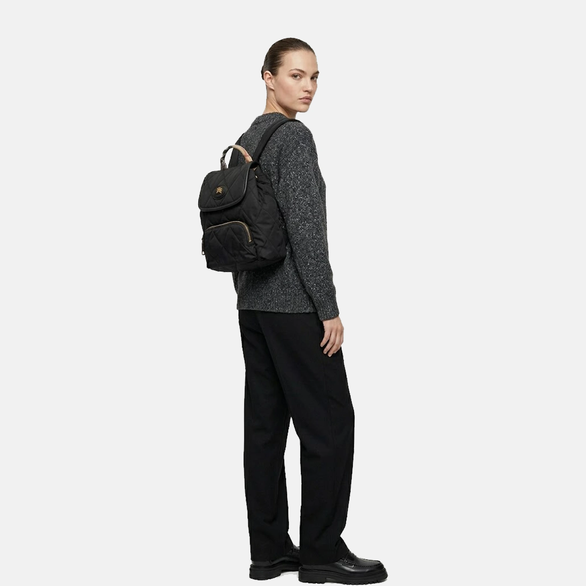 Men's Burberry Mini Horseshoe Woven Black Backpack
