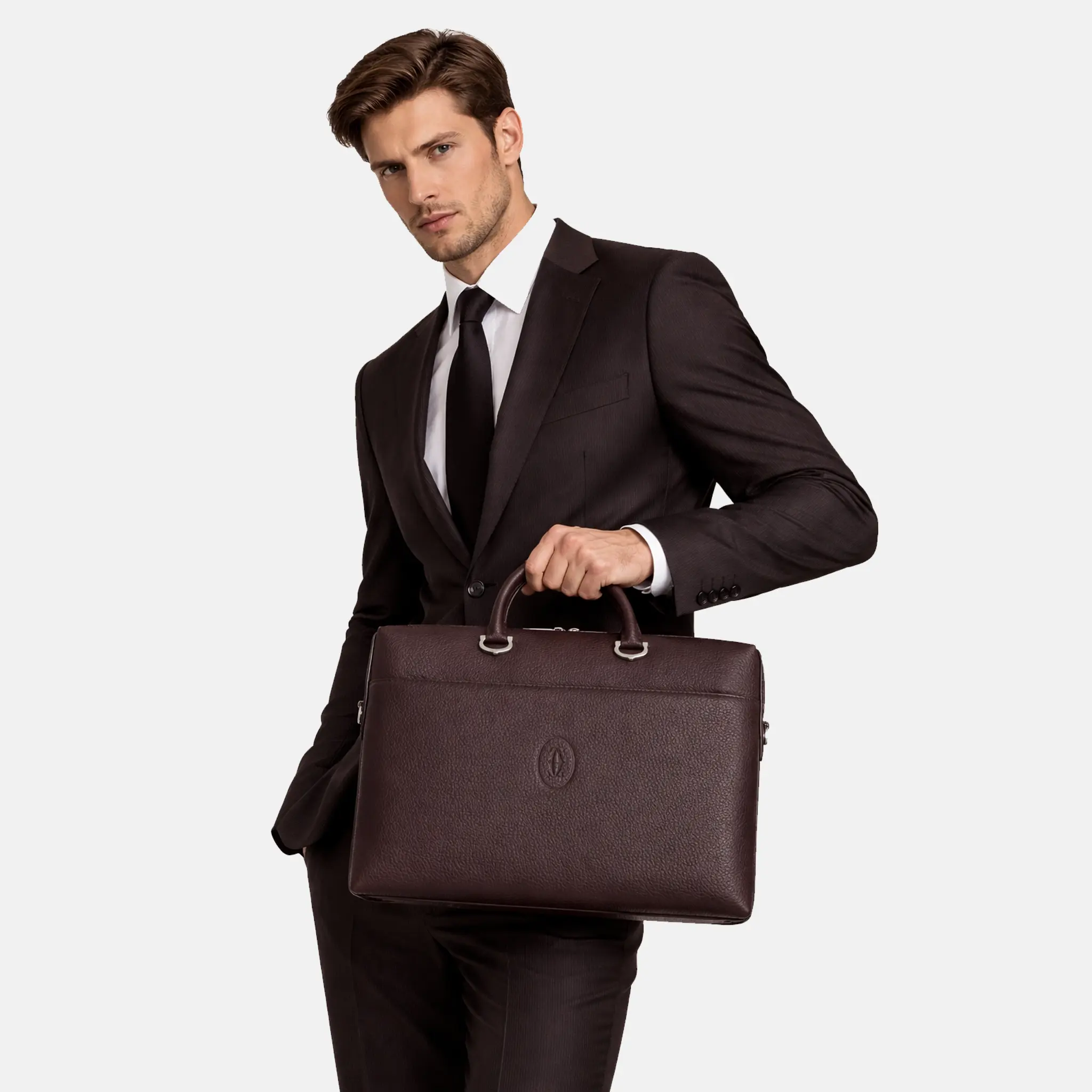 Men's Cartier Must de Cartier Brown Leather Briefcase