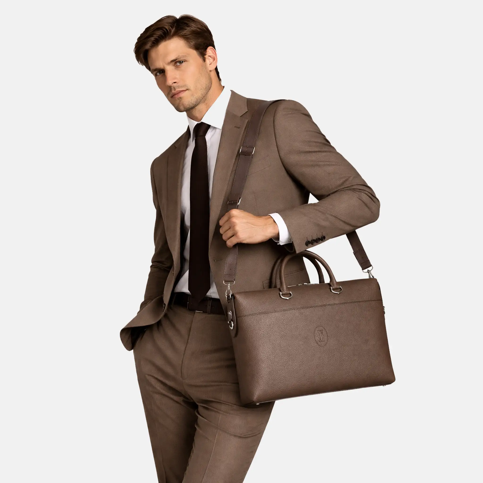 Men's Cartier Must de Cartier Pepper Grey Leather Briefcase