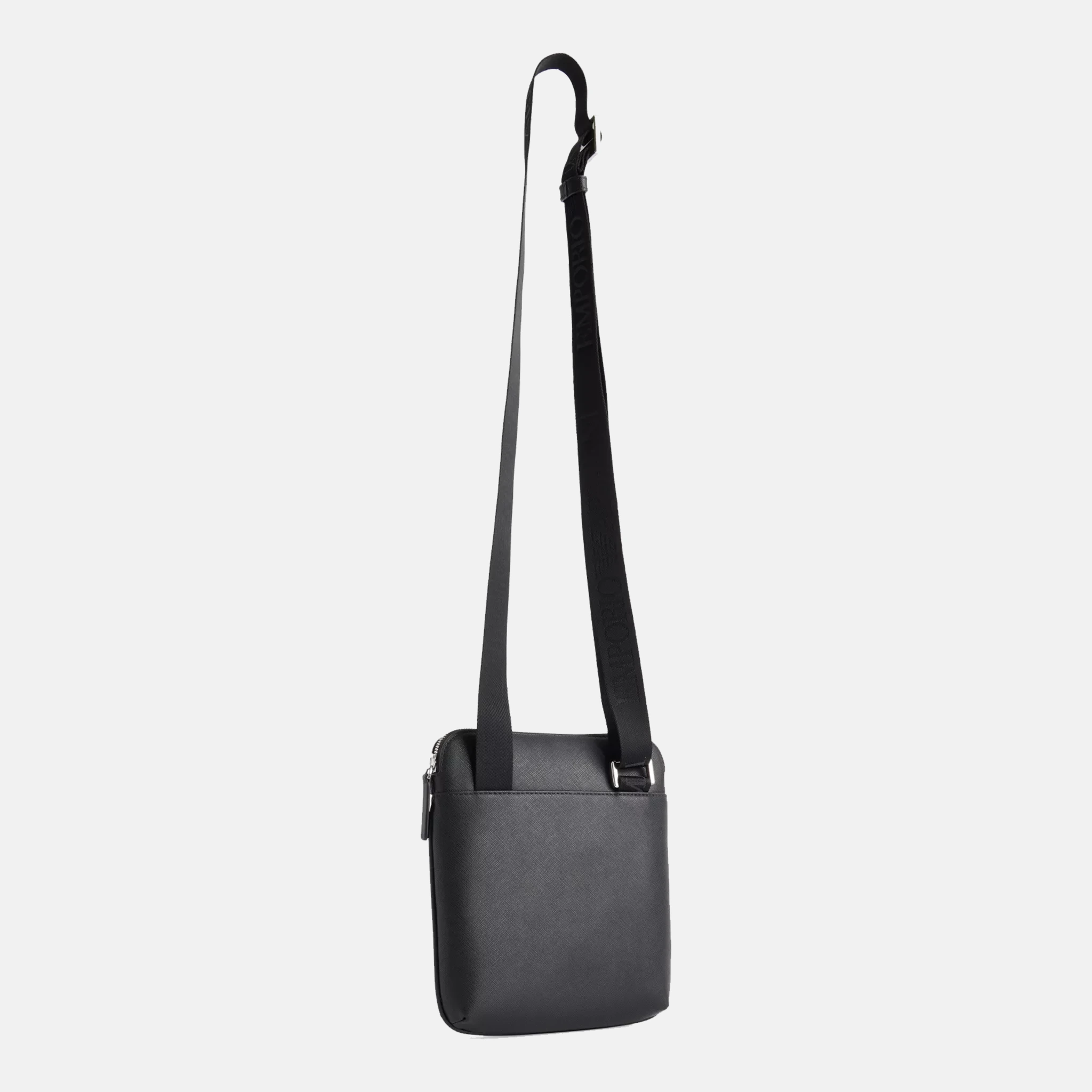 Men's Emporio Armani Messenger Black Leather crossbody bag