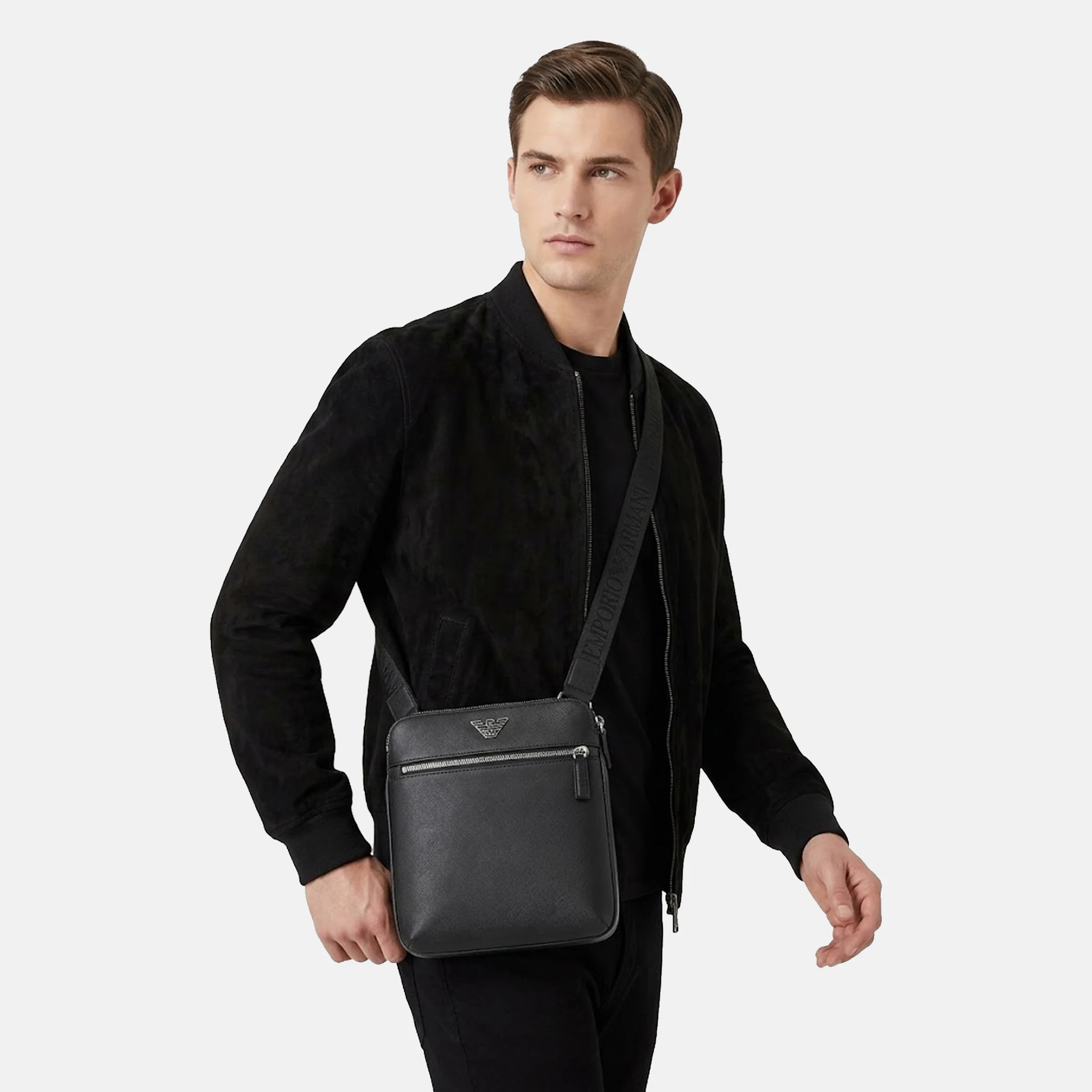 Men's Emporio Armani Messenger faux leather crossbody bag