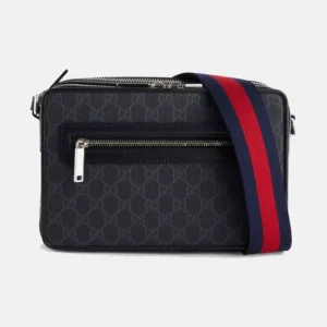 Men's Gucci GG Monogram Canvas Coated Black Crossbody Bag