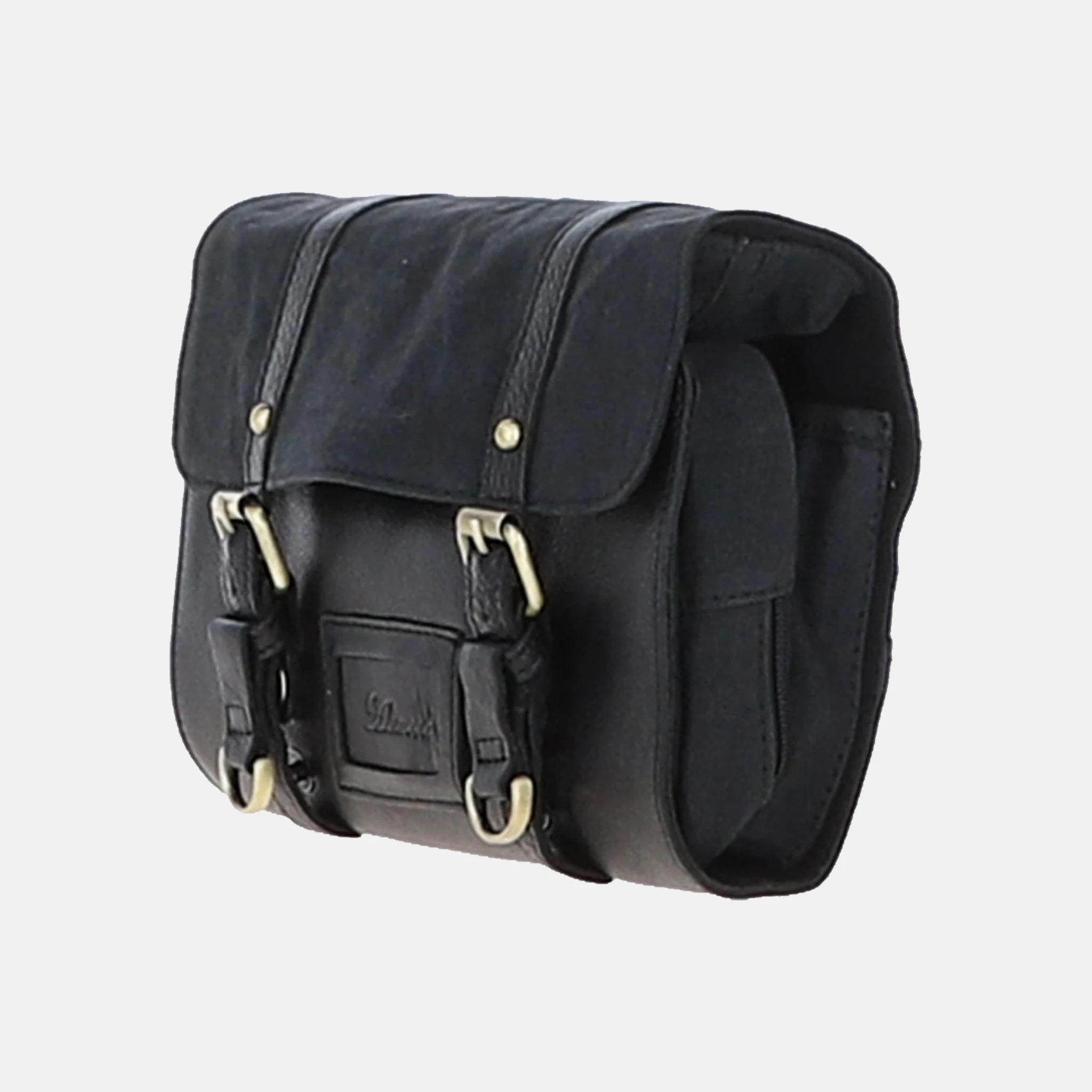 Men's Hanging Leather And Canvas Toiletry Bag Black