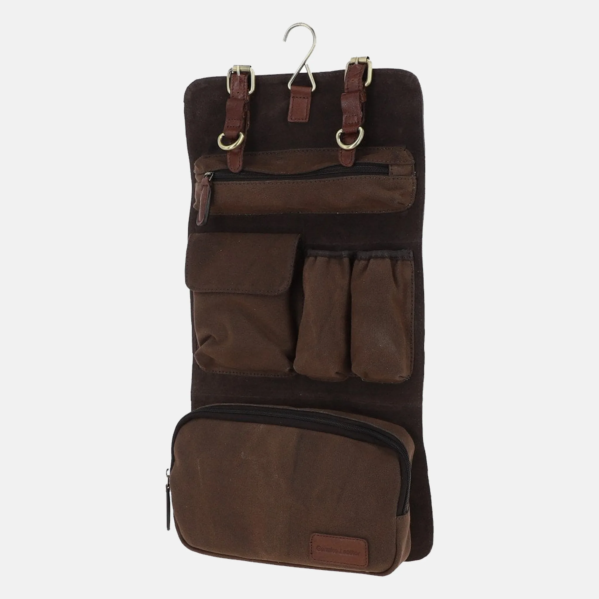Men's Hanging Tan Leather Toiletry Bag