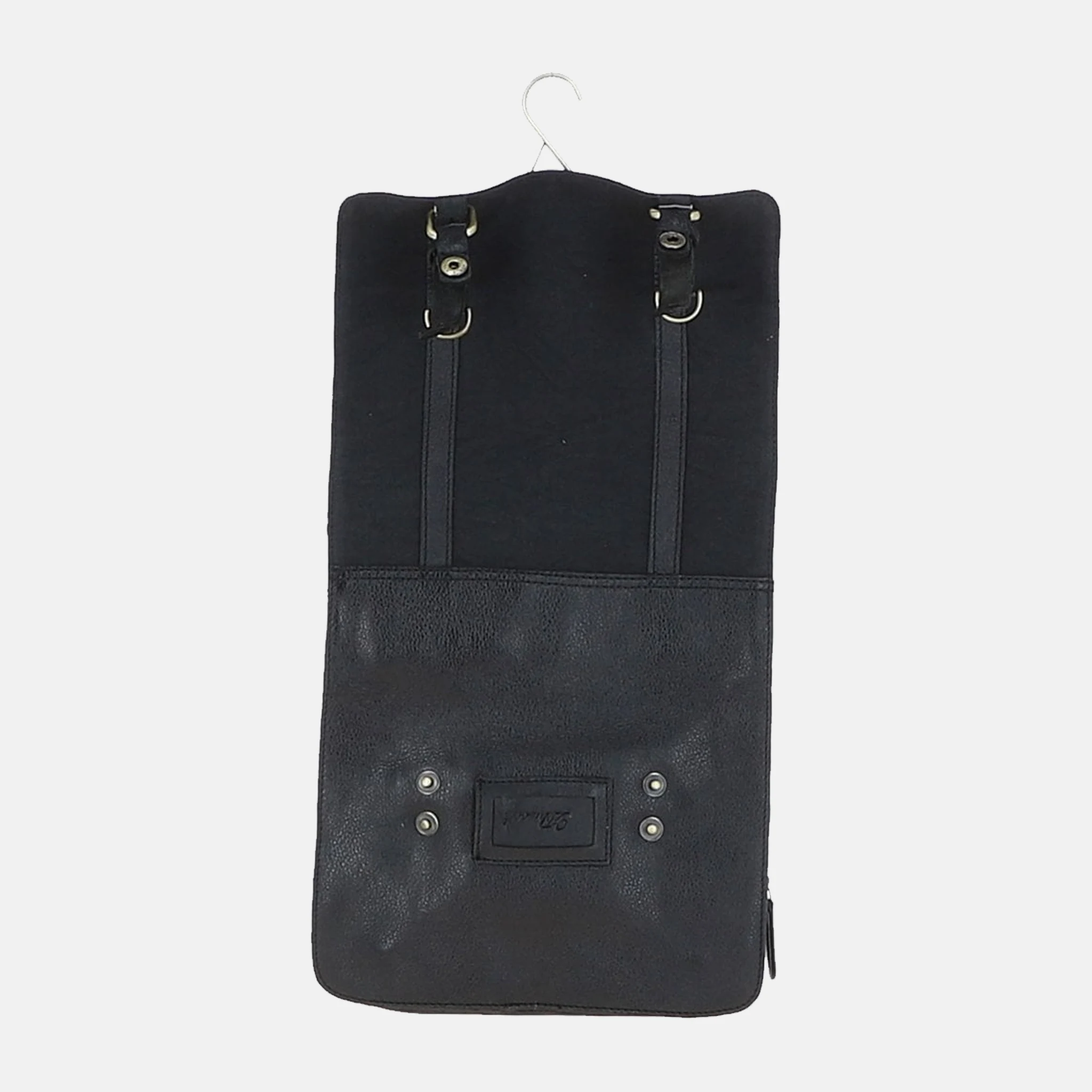 Men's Leather & Canvas Black Hanging Toiletry Bag