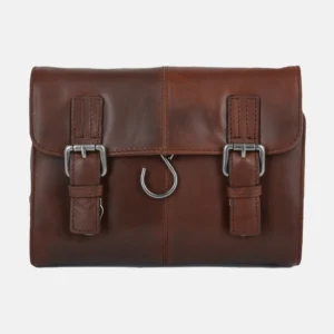 Mens Leather Hanging Tan Toiletry Bag