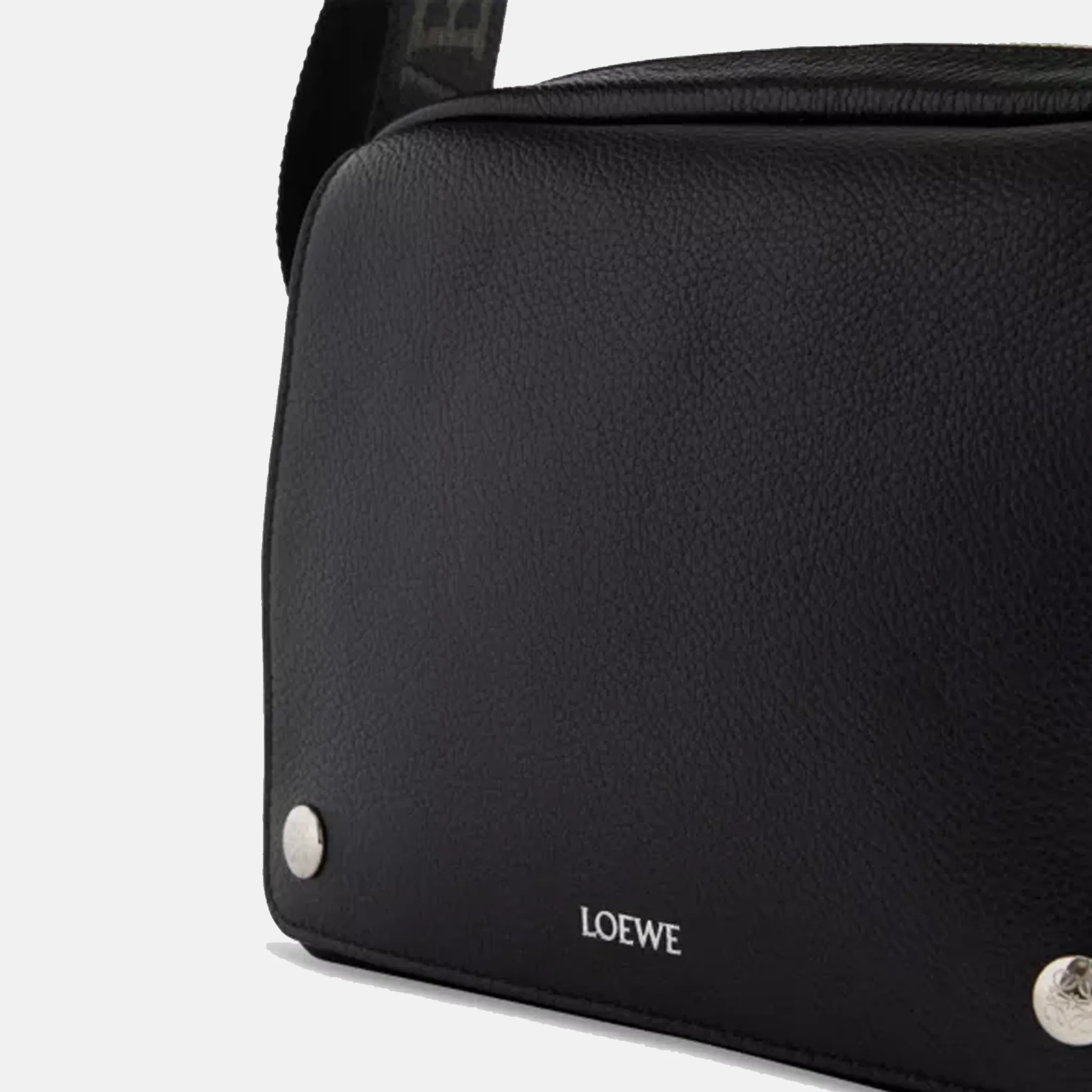 Men's Loewe Messenger Pebble Black Leather Bag