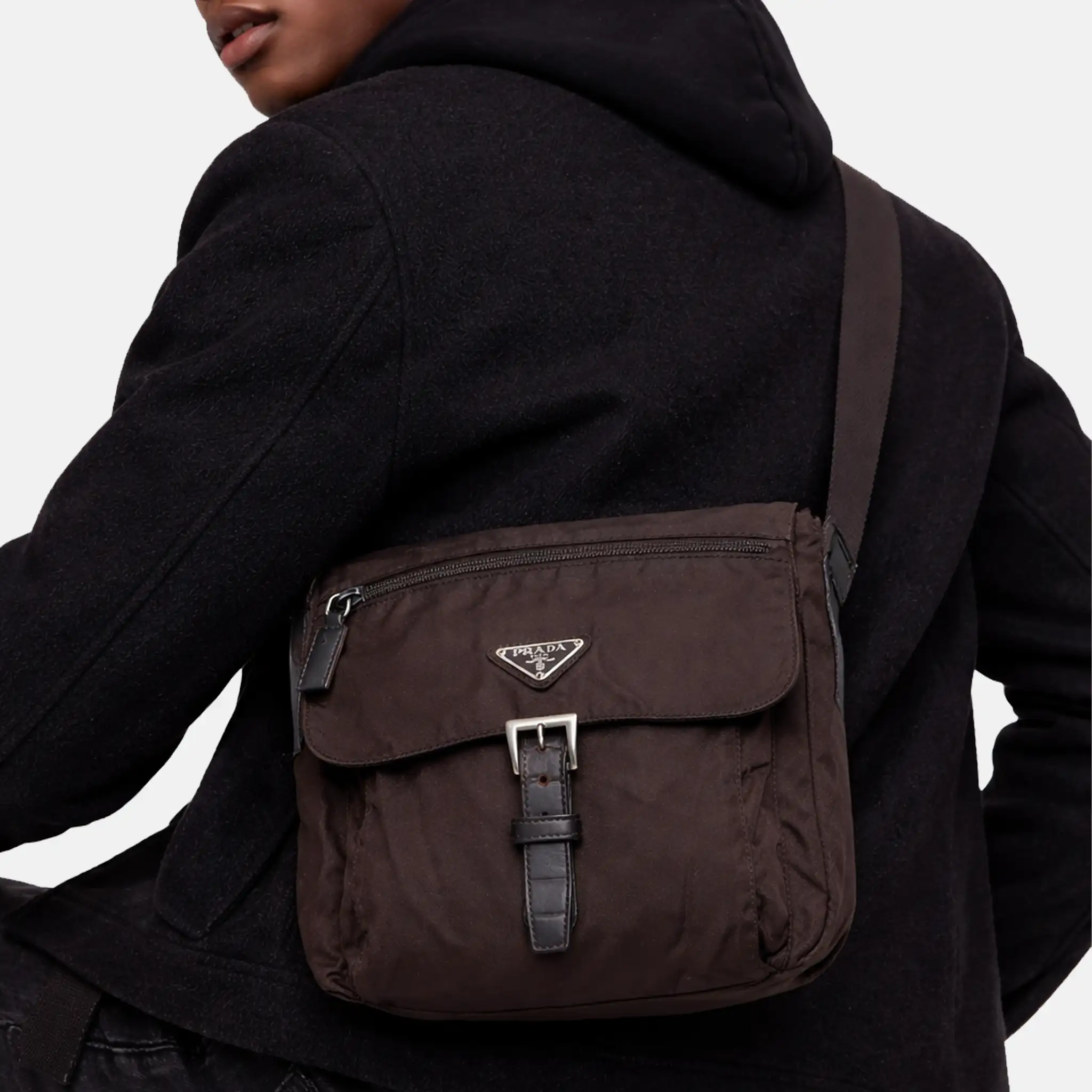 Men's Prada Nylon Brown Sling Bag
