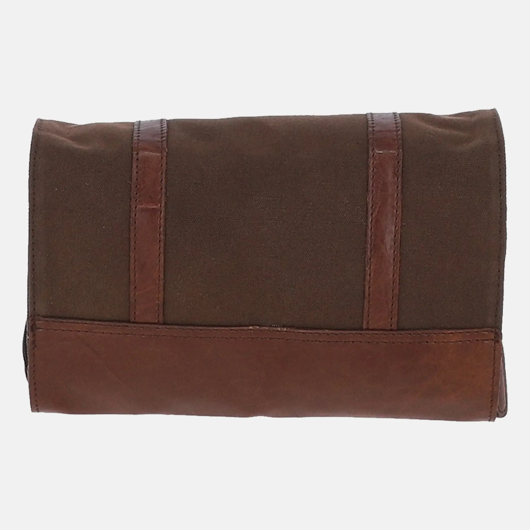 Men's Tan Canvas & Leather Hanging Toiletry Bag