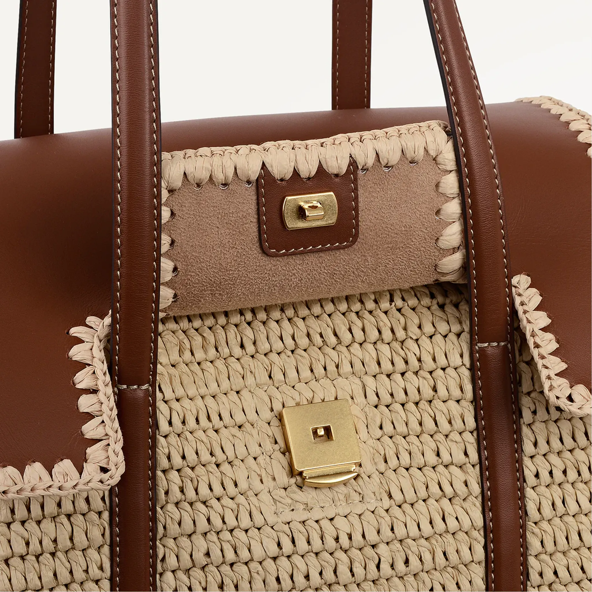 Natural Color Flapover Shoulder Bag