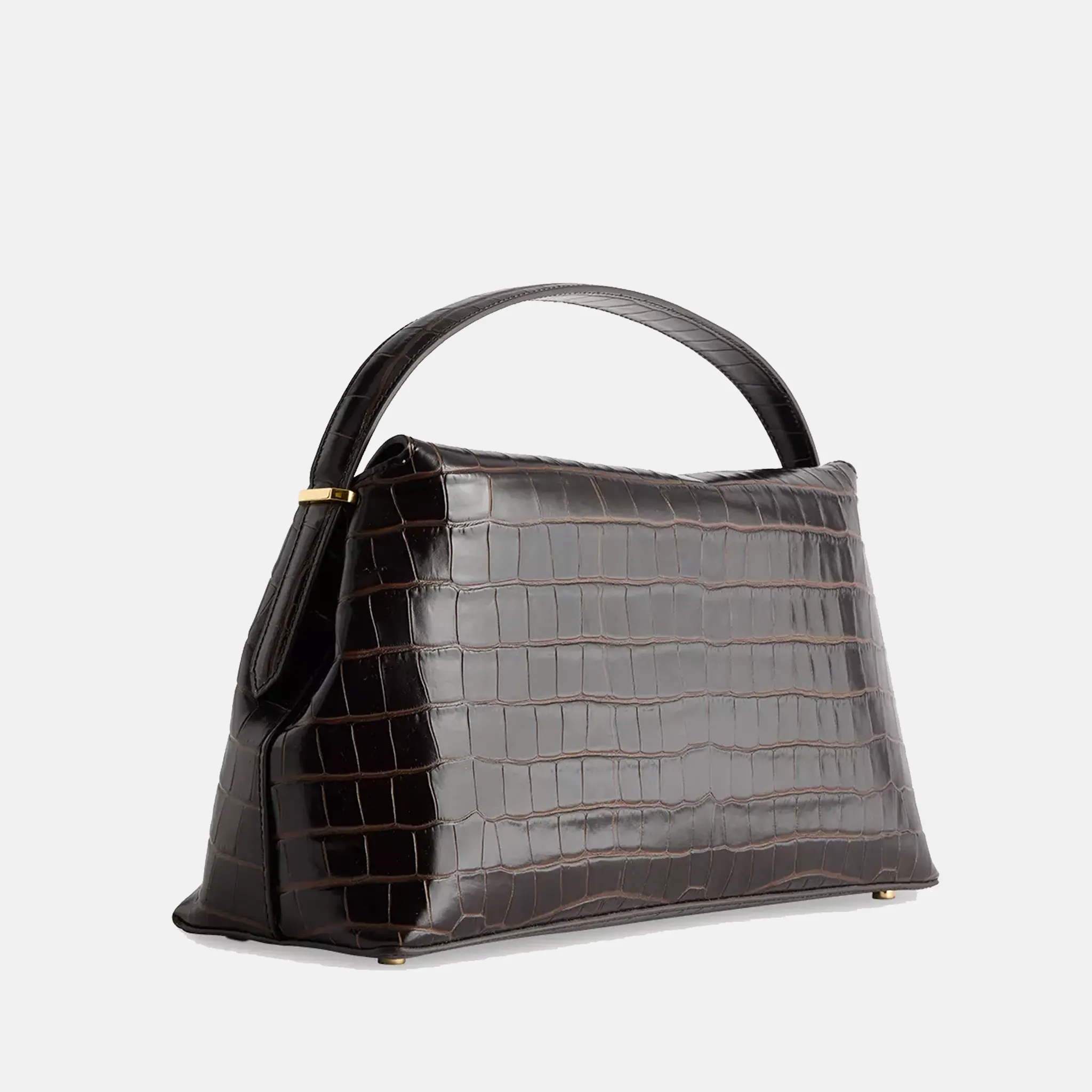T-Lock Croco Leather Top Handle Bag