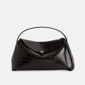 T-Lock Croco Top Handle Leather Bag