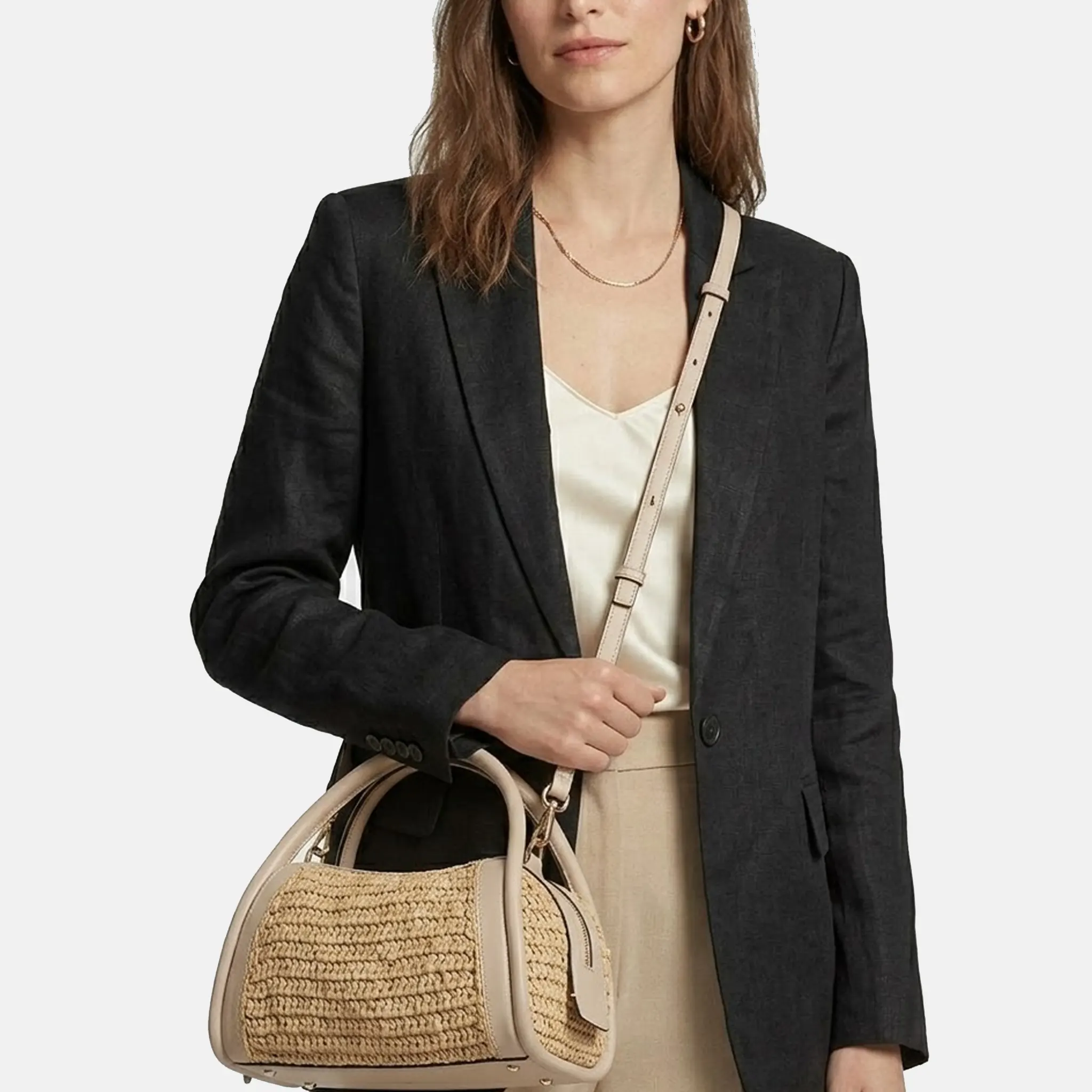 The Golborne - Raffia Small Ziptop Grab