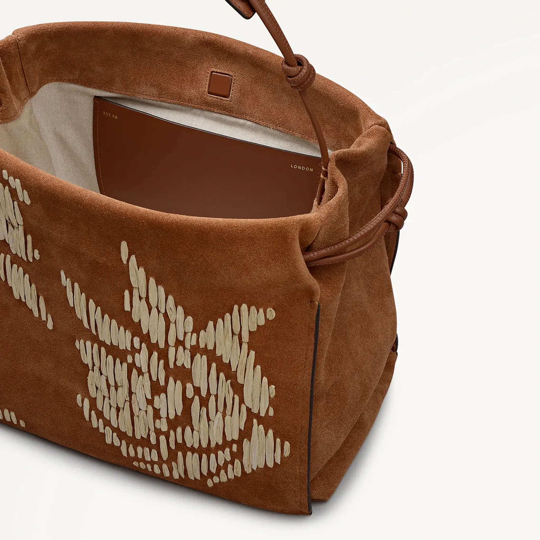 The Roxburgh Large Drawstring Shoulder Cognac Bag Inside