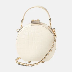 Women's Aspinal of London Hat Box croc mini leather embossed Crossbody bag