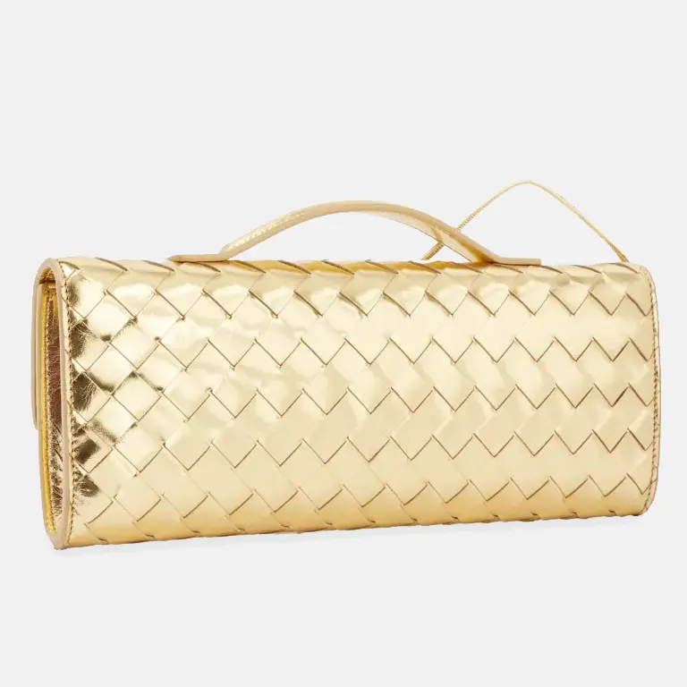 Andiamo Leather Clutch Bag gold back