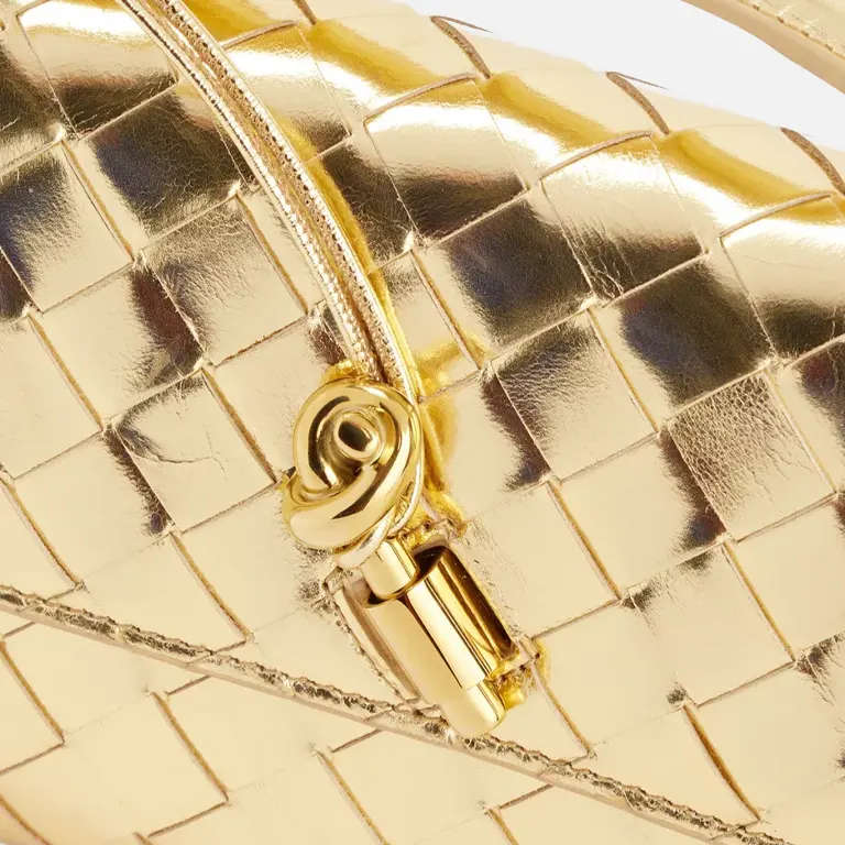 Andiamo Leather Clutch Bag gold button
