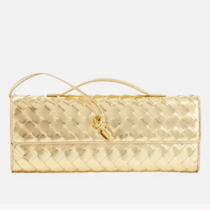 Andiamo Leather Clutch Bag gold front