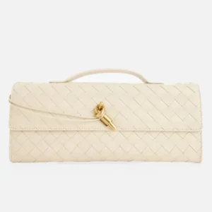 Andiamo Leather Clutch Bag white front