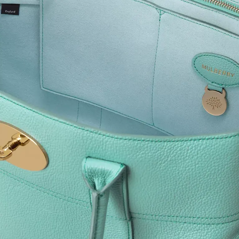 Bayswater Leather Tote Bag blue open