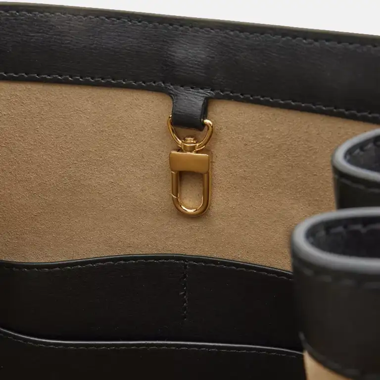 Belted Leather Bucket Bag chain