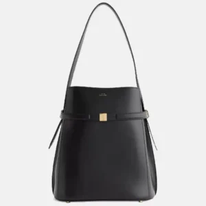 Belted Leather Bucket Bag large