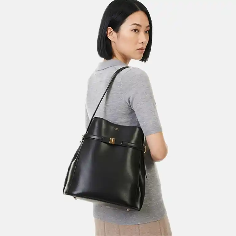 Belted Leather Bucket Bag side
