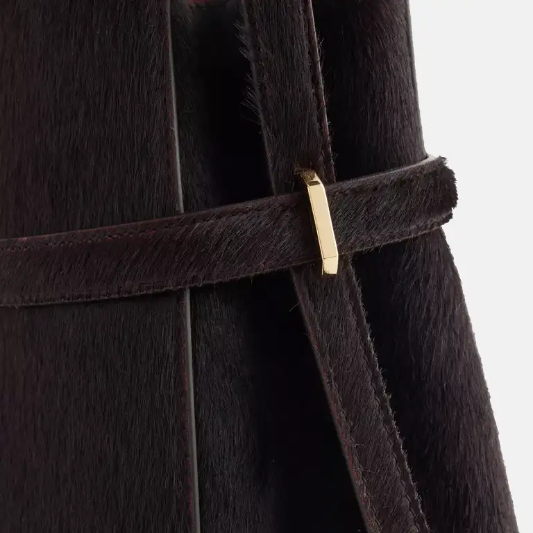 Pony Hair Leather Bucket Bag - Image 6