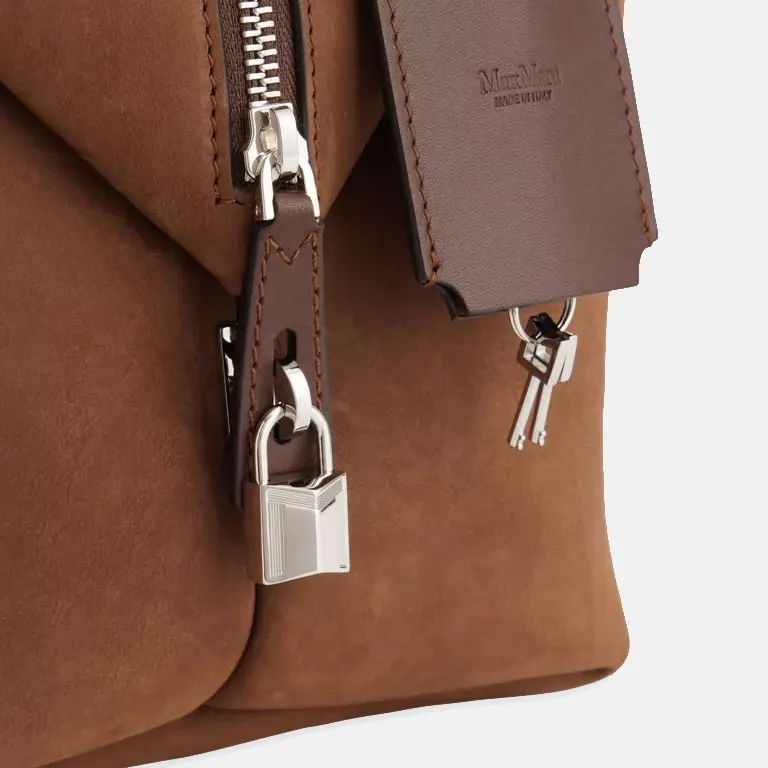Brand-Embossed Large Nubuck-Leather Tote Bag lock