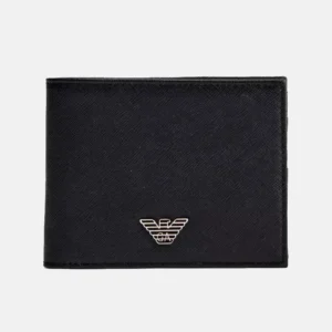 Brand-plaque billfold woven wallet front