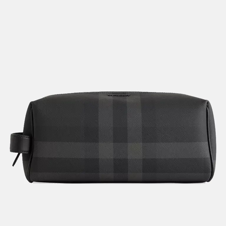 check-print-charcoal-wash-bag