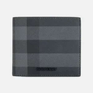 Check-pattern coated-canvas wallet front