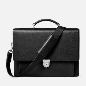 City grained-leather messenger bag handle