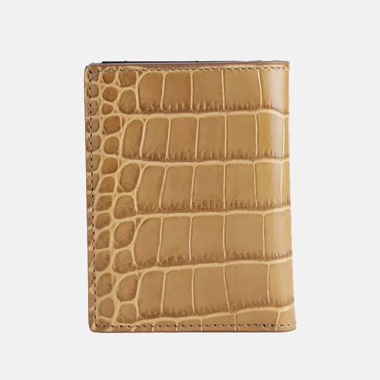 Croc-Embossed Bi-Fold Leather Card Holder back