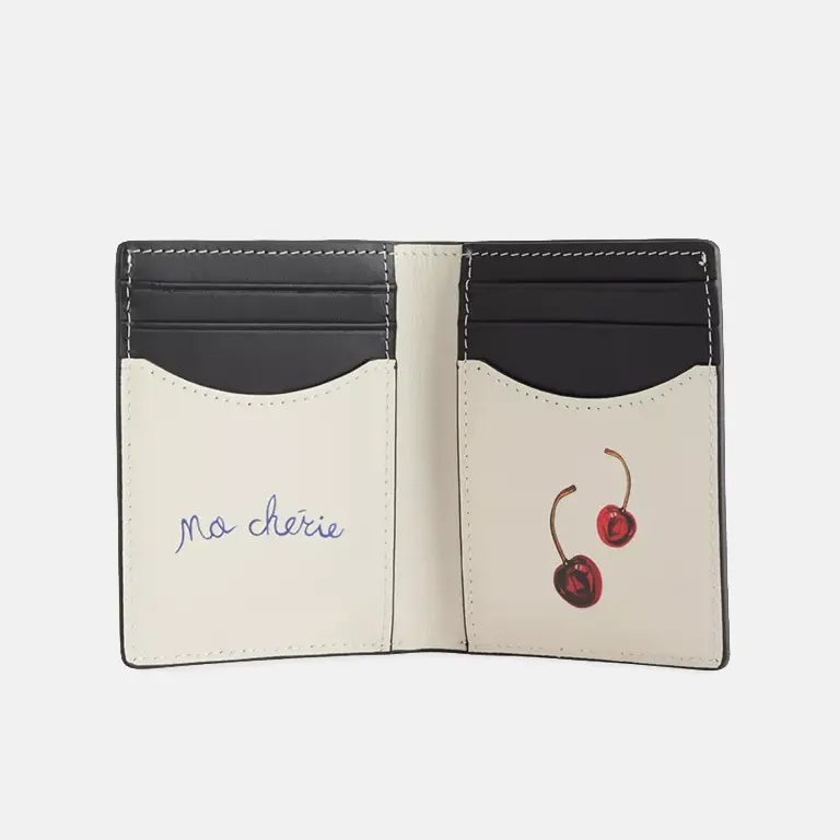 Dean Cherry Leather Wallet open