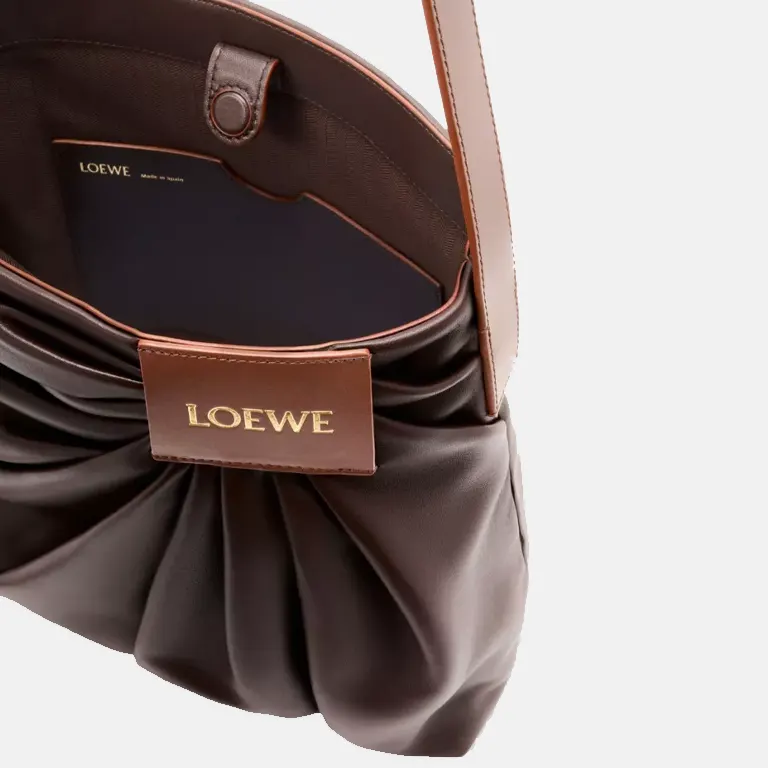 Draped Leather Tote Bag close