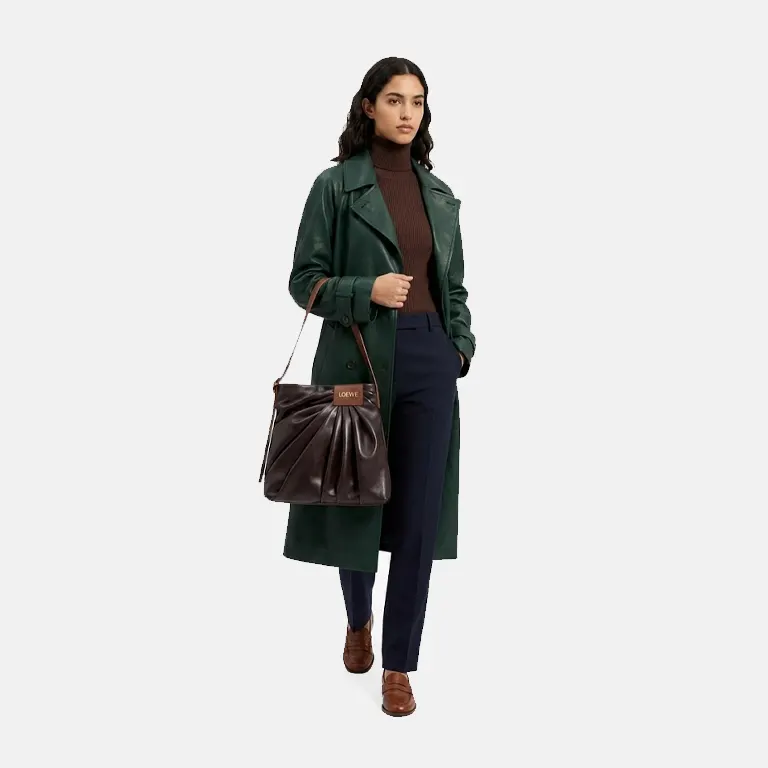 Draped Leather Tote Bag model