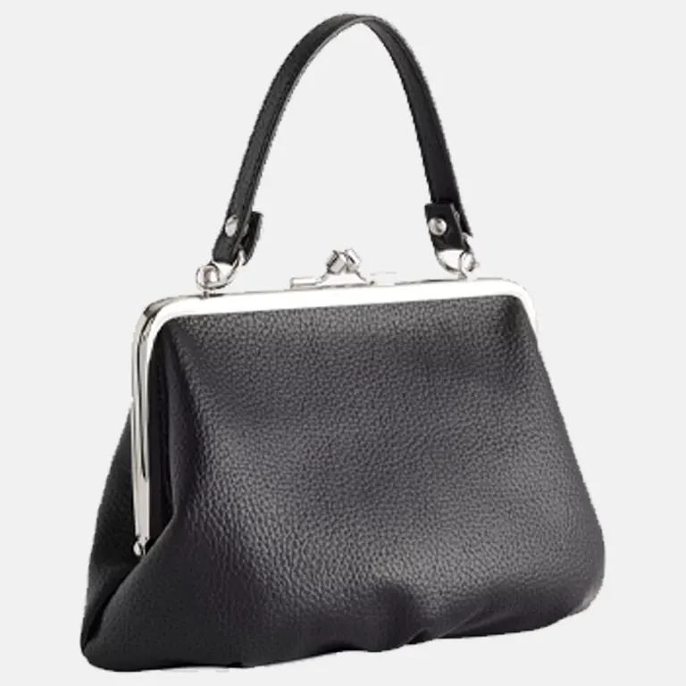 Granny Frame Faux Leather Purse Top-Handle Bag back