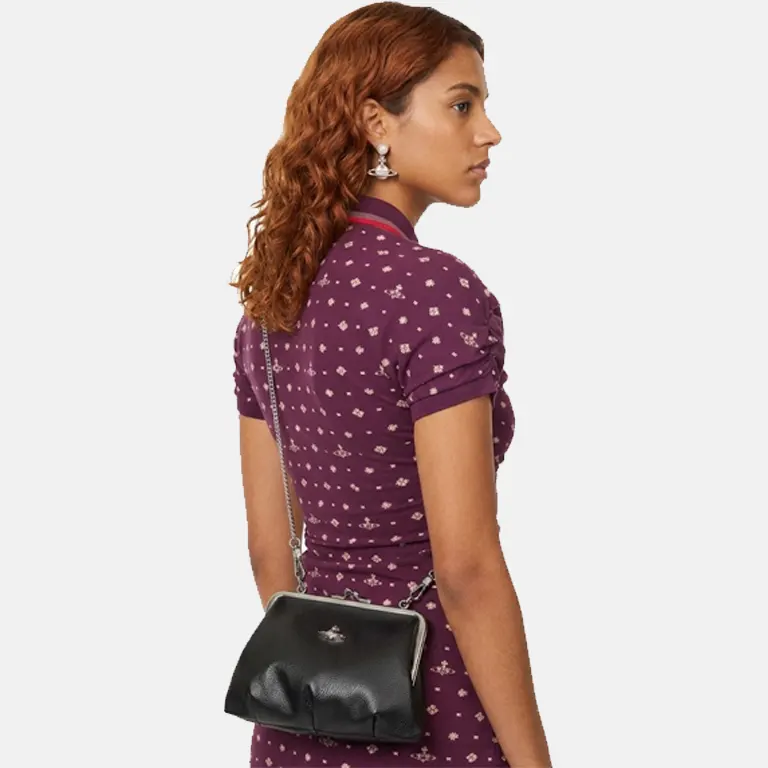 Granny Frame Faux Leather Purse Top-Handle Bag model