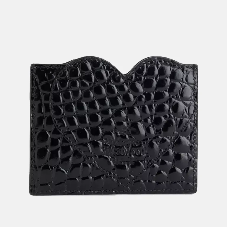 Heart Croc-Embossed Leather Card Holder back