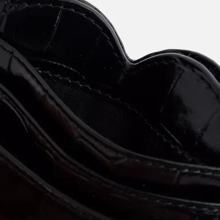 Heart Croc-Embossed Leather Card Holder close